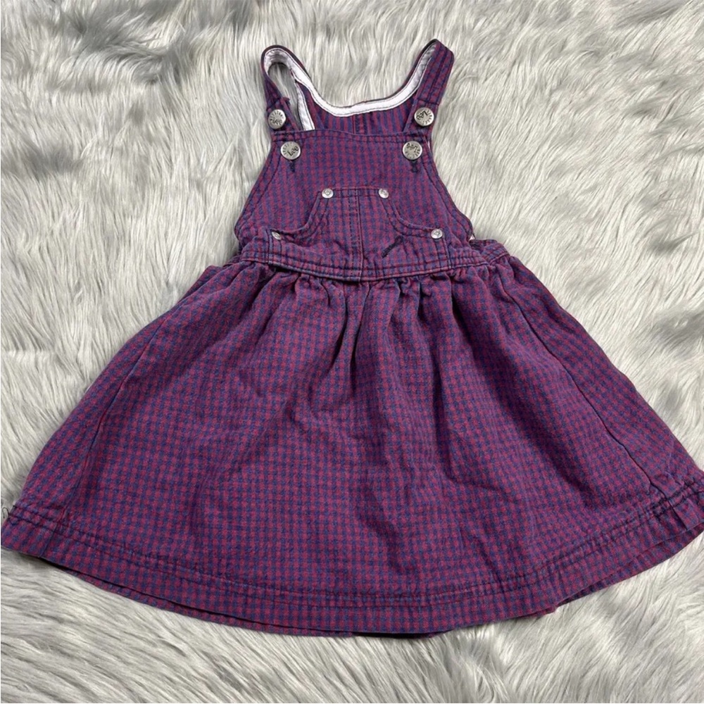 Vintage LEE Made USA Toddler Girls Red Blue Checkered Dress